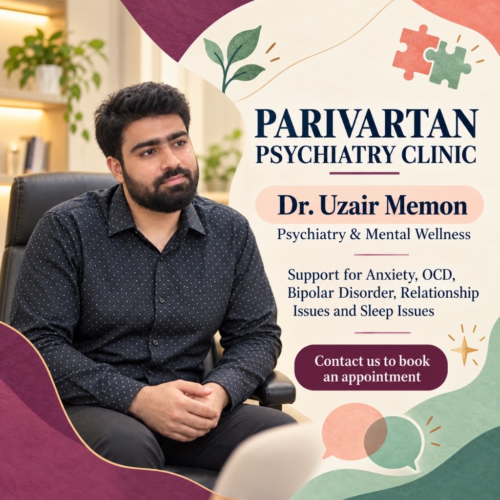Dr. Uzair Memon in clinical consultation at Parivartan Psychiatry Clinic